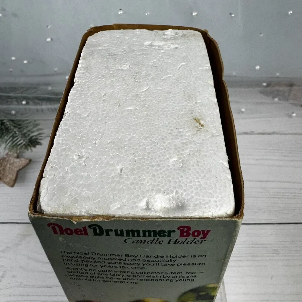 Noel Drummer Boy Porcelain‎ Bisque Tealight Christmas VTG Candle Holder 1980